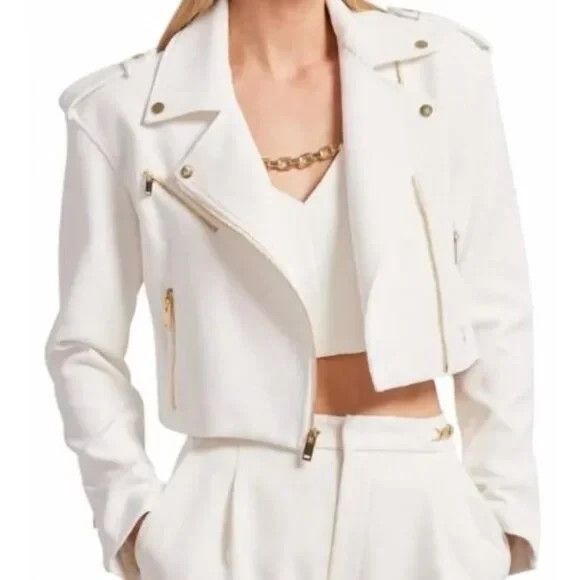 GENERATION LOVE COLLEEN CREPE MOTO JACKET CREAM XXS $425‎ - Picture 1 of 9